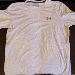 Beige Cropped Mens Under Armour TShirt W Gold Logo
